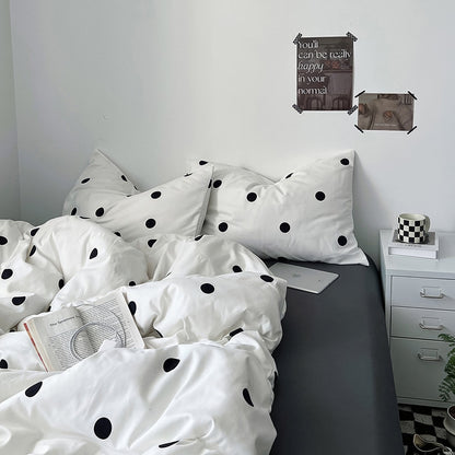 Classic Black & White Polka Dot Bedding Set