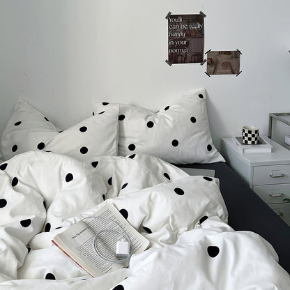 Classic Black & White Polka Dot Bedding Set