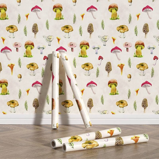 Cottagecore Vintage Mushrooms Print Removable Wallpaper