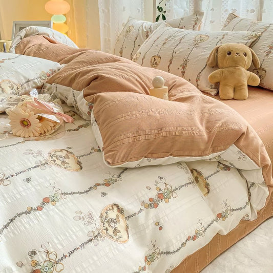 Parure de lit texturée Cottagecore Rabbits