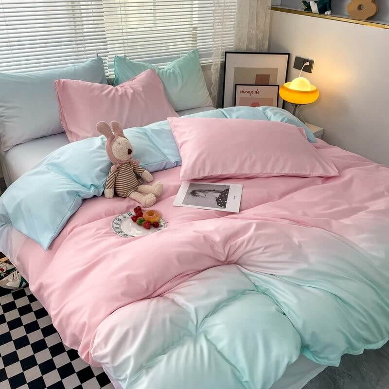 Cotton Candy Pastel Gradients Bedding Set bed sheet bedsheets kawaii bedding korean bedding pastel bedding pastel gradient