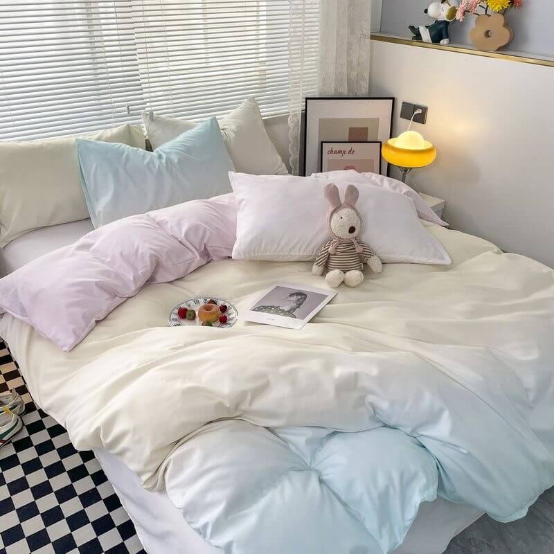 Cotton Candy Pastel Gradients Bedding Set bed sheet bedsheets kawaii bedding korean bedding pastel bedding pastel gradient