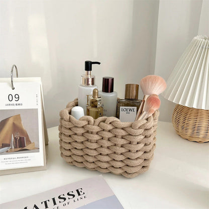 Cotton Rope Woven Desk Storage Basket storage vanilla girl