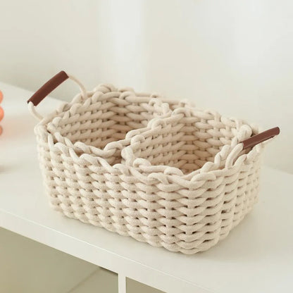 Cotton Rope Woven Desk Storage Basket storage vanilla girl