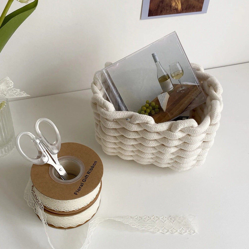 Cotton Rope Woven Desk Storage Basket storage vanilla girl