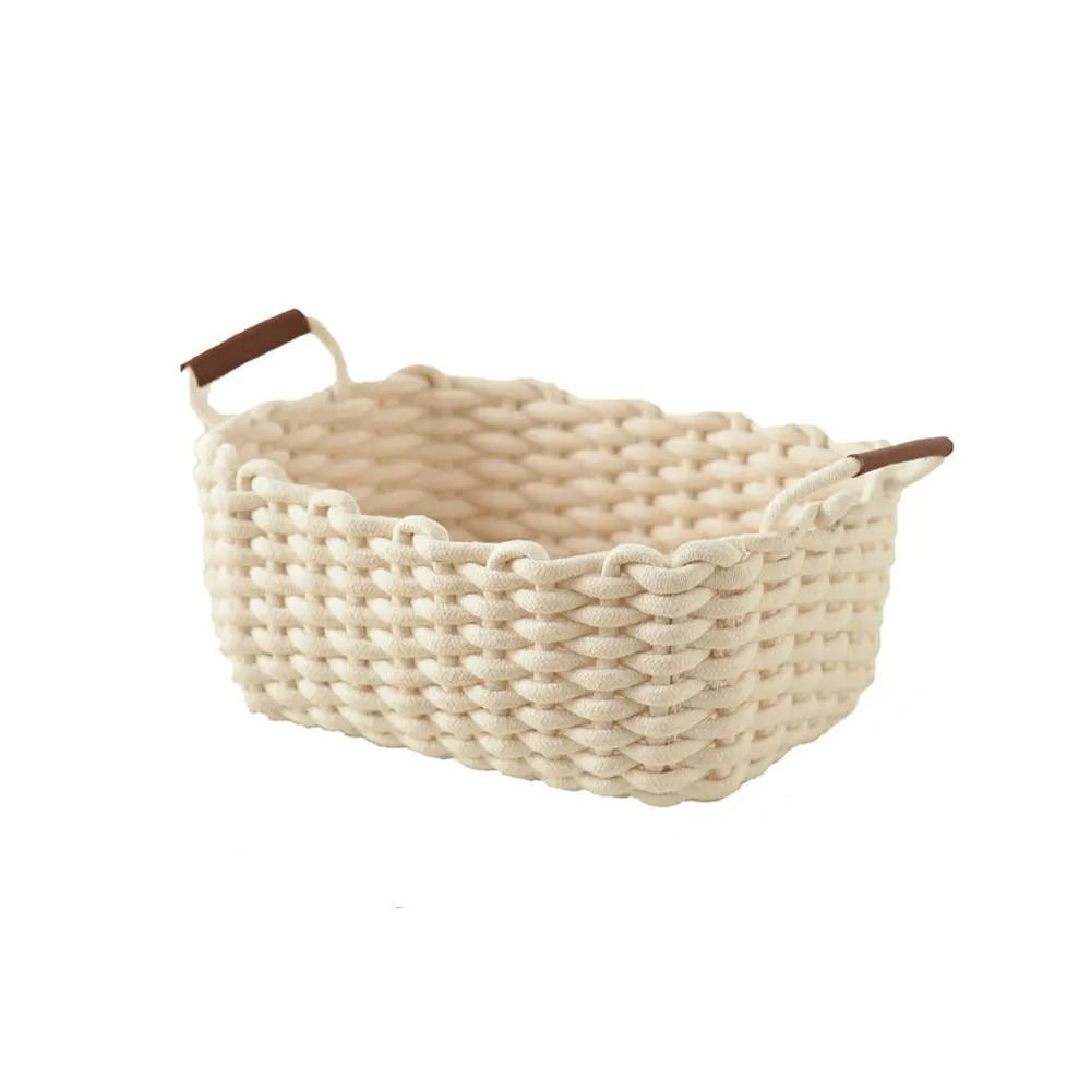 Cotton Rope Woven Desk Storage Basket storage vanilla girl