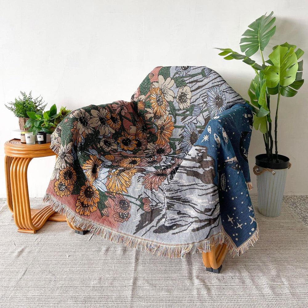 Mountain Flowers Woven Throw Blanket AESTHETIC_Cottagecore AESTHETIC_Fairycore SUB CATEGORY_Throw Blankets