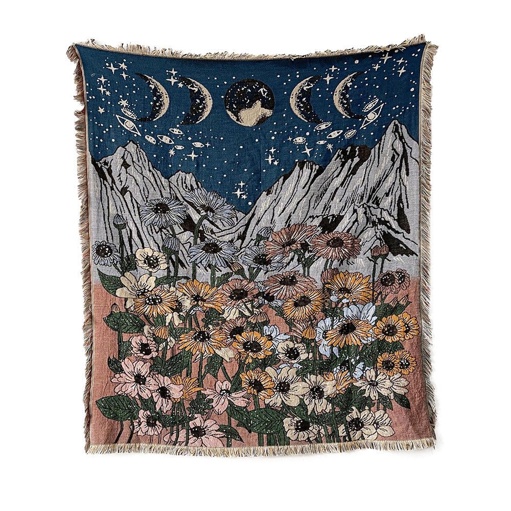 Mountain Flowers Woven Throw Blanket AESTHETIC_Cottagecore AESTHETIC_Fairycore SUB CATEGORY_Throw Blankets