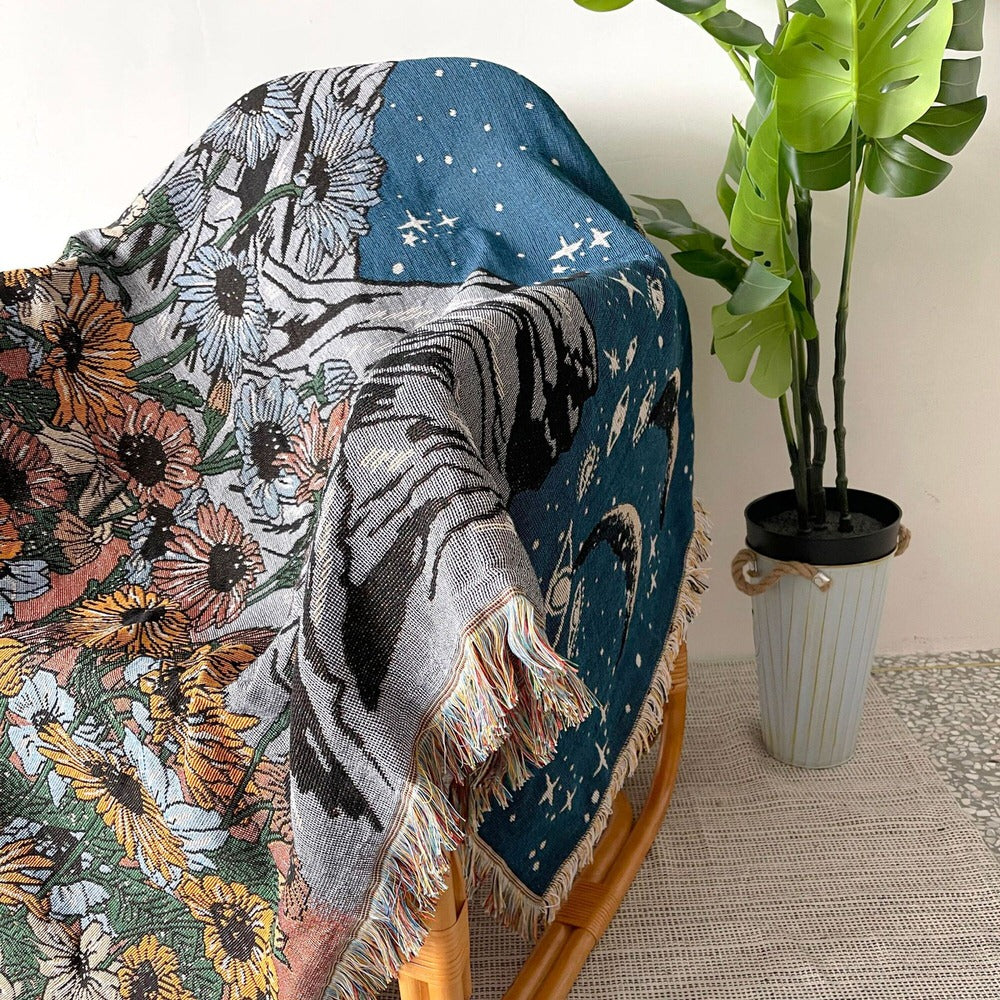Mountain Flowers Woven Throw Blanket AESTHETIC_Cottagecore AESTHETIC_Fairycore SUB CATEGORY_Throw Blankets