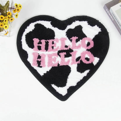 Cow Print Heart Shaped Accent Rug