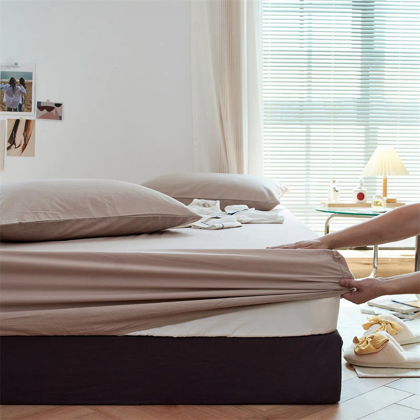 Cozy Minimalist Solid Washed Cotton Sheet Set