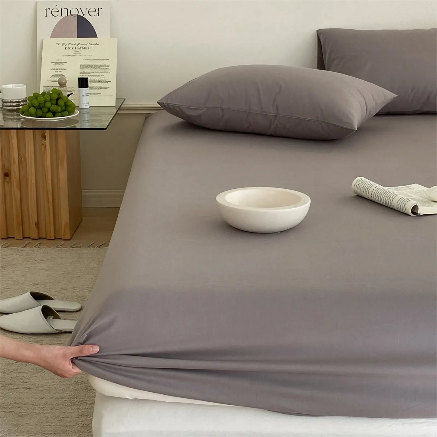 Cozy Minimalist Solid Washed Cotton Sheet Set