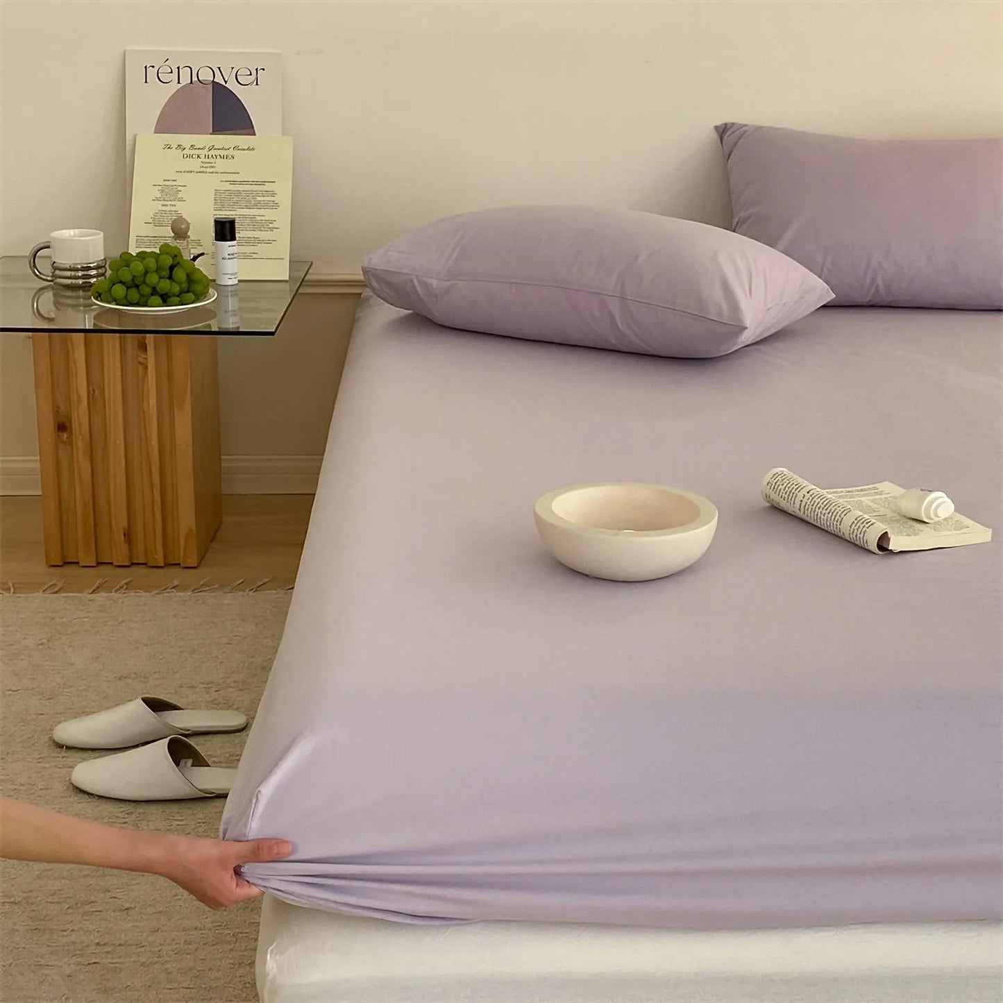 Cozy Minimalist Solid Washed Cotton Sheet Set