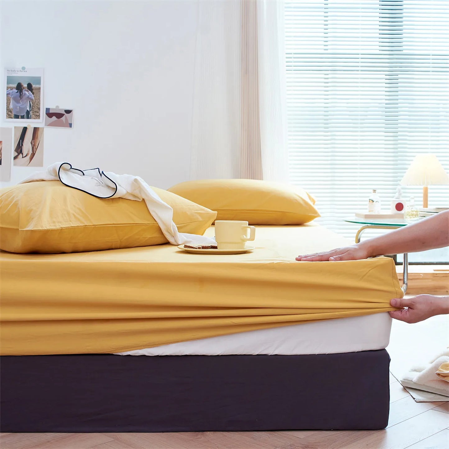 Cozy Minimalist Solid Washed Cotton Sheet Set