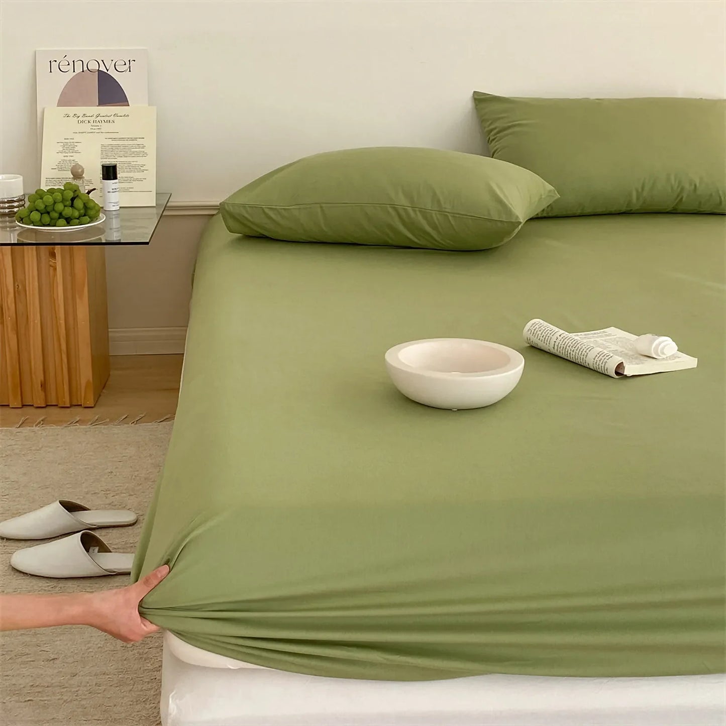 Cozy Minimalist Solid Washed Cotton Sheet Set