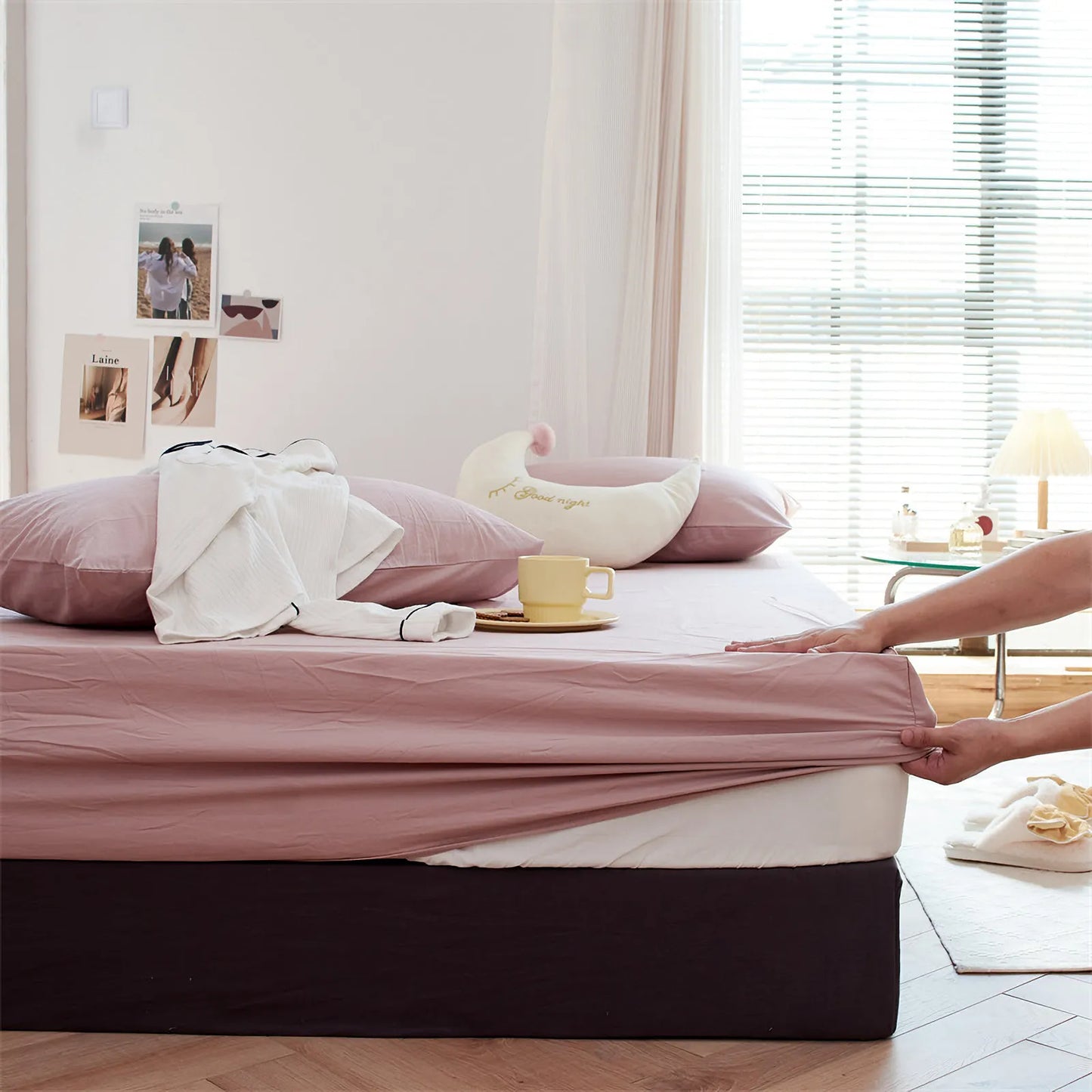 Cozy Minimalist Solid Washed Cotton Sheet Set