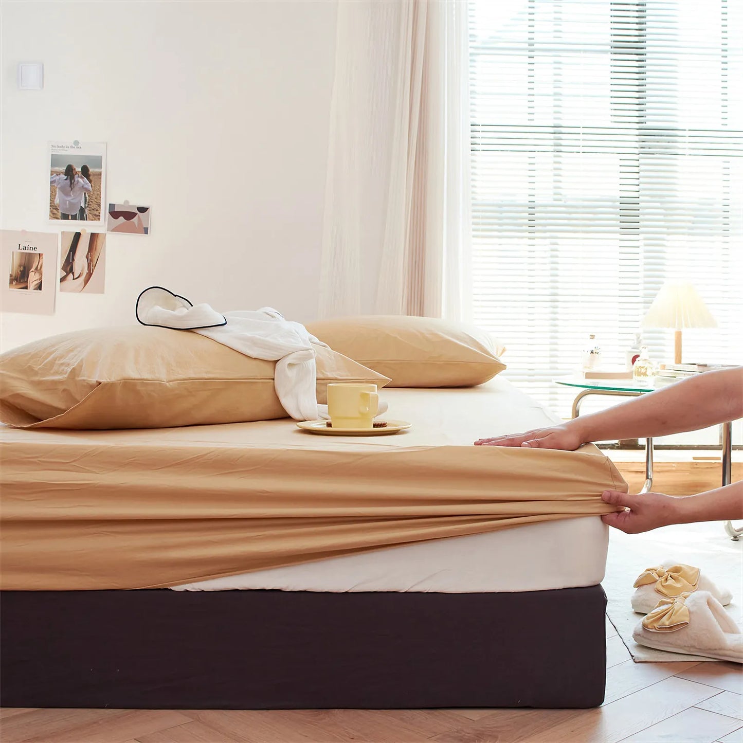 Cozy Minimalist Solid Washed Cotton Sheet Set