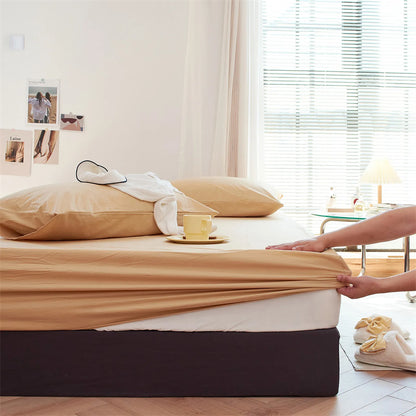 Cozy Minimalist Solid Washed Cotton Sheet Set