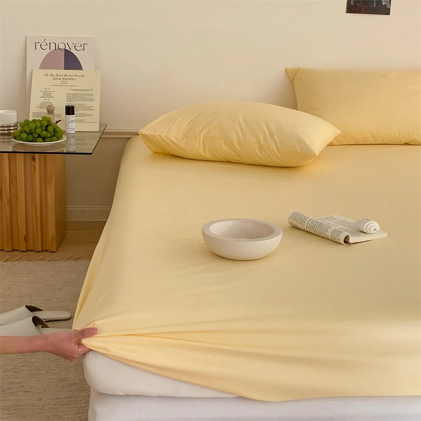 Cozy Minimalist Solid Washed Cotton Sheet Set