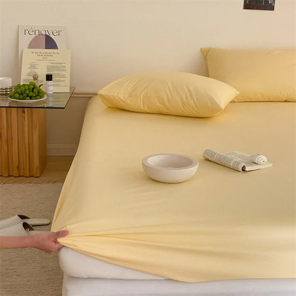 Cozy Minimalist Solid Washed Cotton Sheet Set