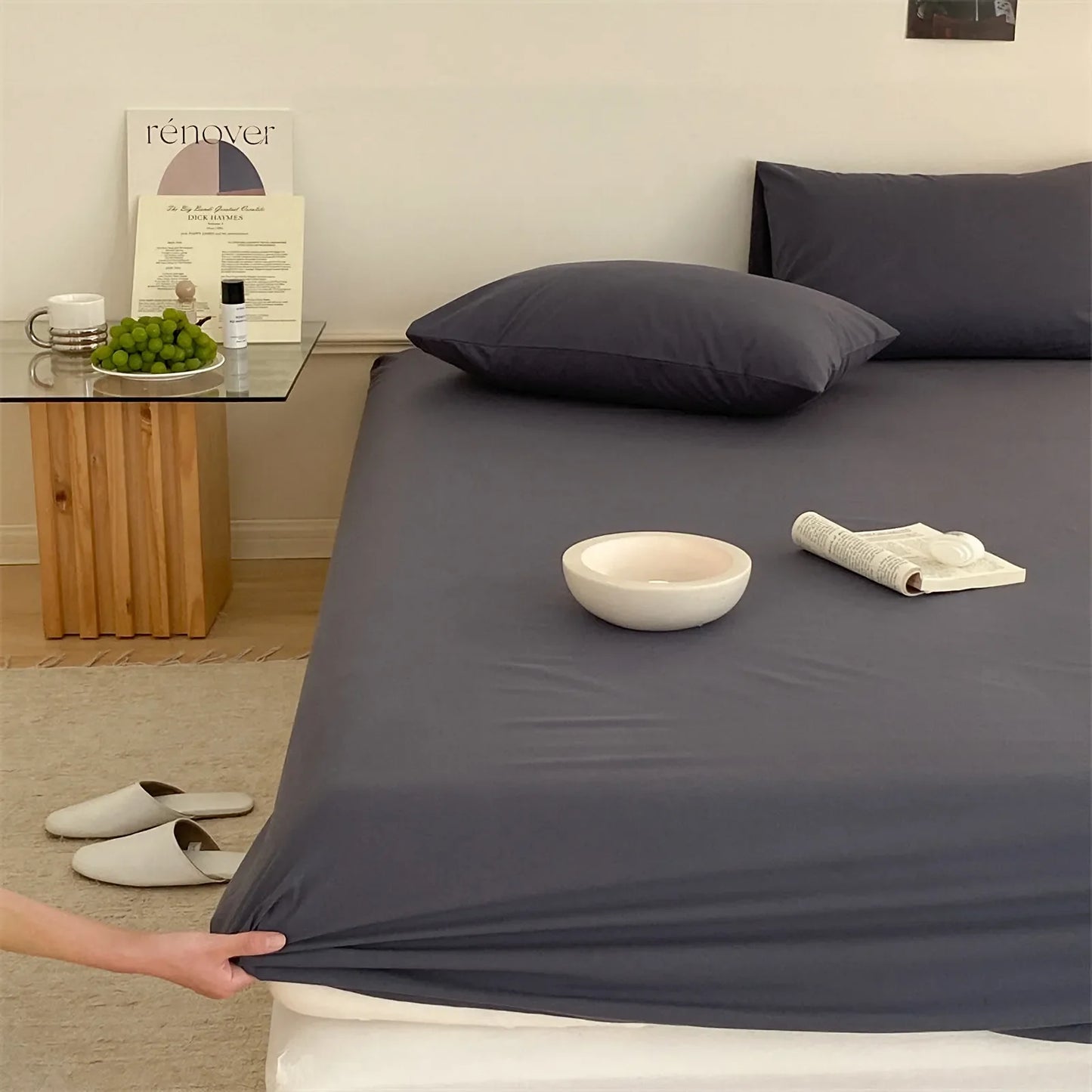 Cozy Minimalist Solid Washed Cotton Sheet Set