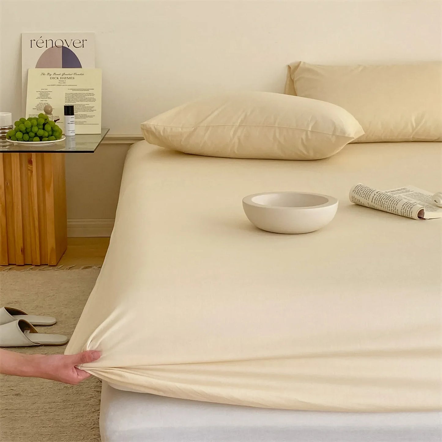 Cozy Minimalist Solid Washed Cotton Sheet Set