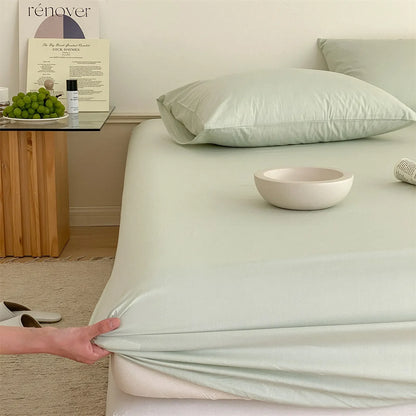 Cozy Minimalist Solid Washed Cotton Sheet Set
