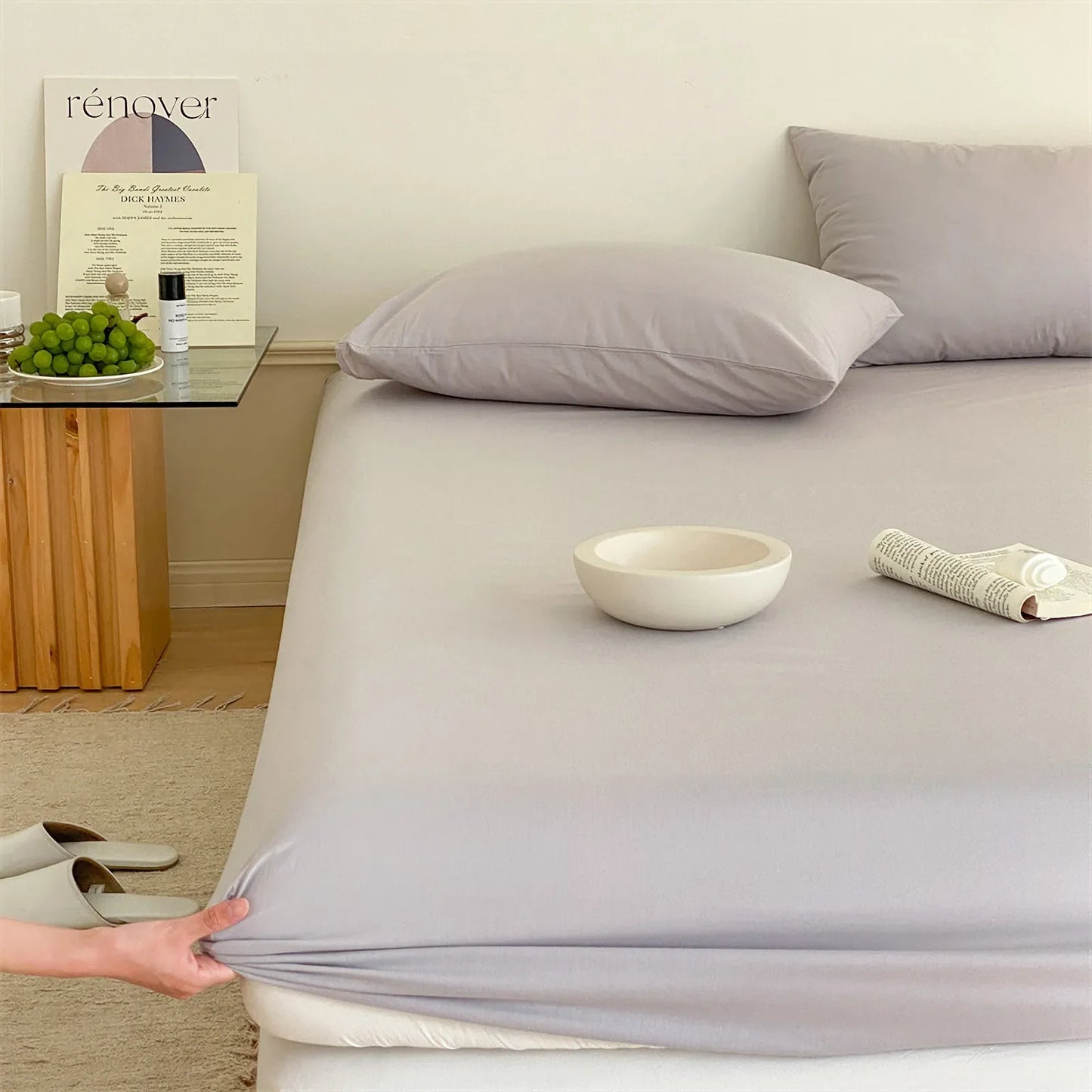 Cozy Minimalist Solid Washed Cotton Sheet Set