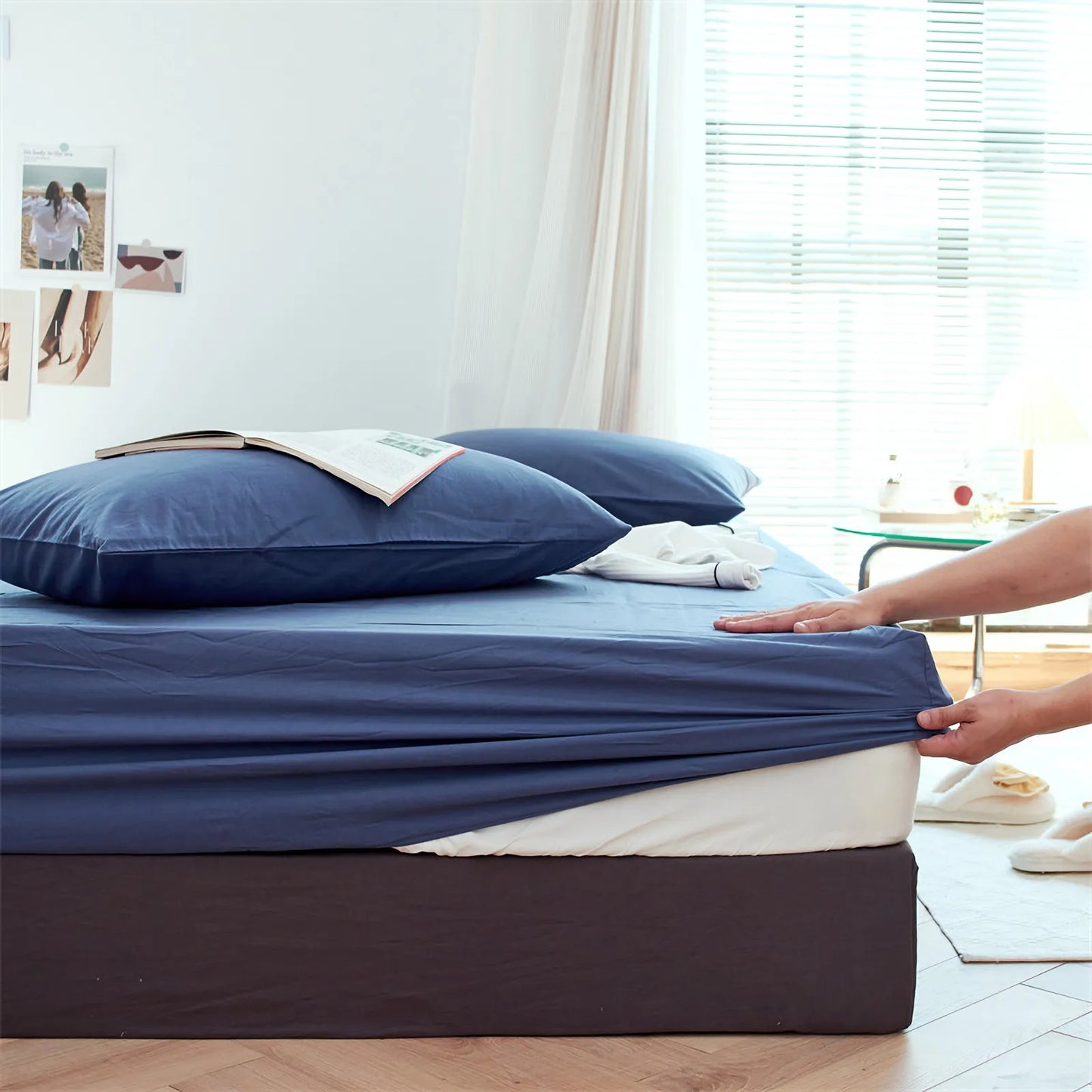 Cozy Minimalist Solid Washed Cotton Sheet Set