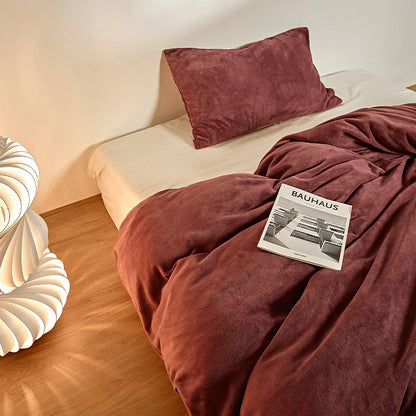 Cozy Minimalist Solid Fleece Duvet Cover