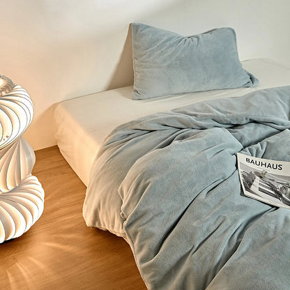 Cozy Minimalist Solid Fleece Duvet Cover