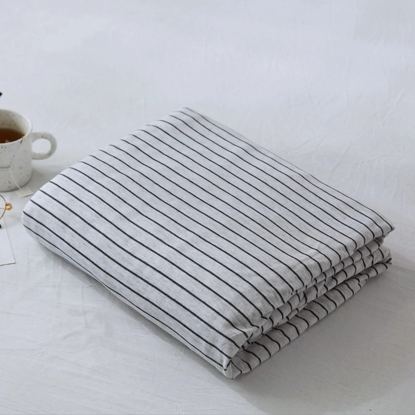 Cozy Minimalist Striped Cotton Duvet Cover Set