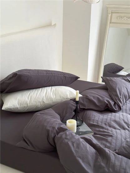 Cozy Minimalist Textured Stripe Cotton Duvet Cover