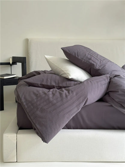 Cozy Minimalist Textured Stripe Cotton Pillowcase