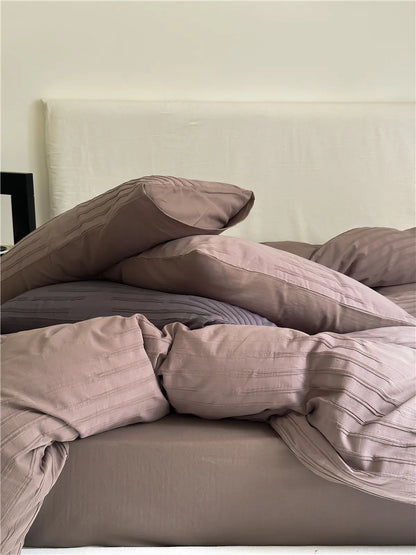 Cozy Minimalist Textured Stripe Cotton Pillowcase