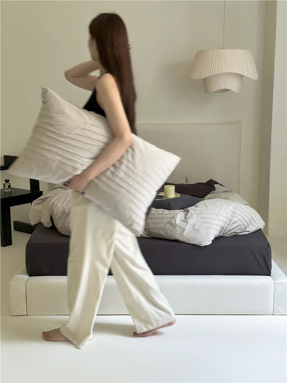 Cozy Minimalist Textured Stripe Cotton Pillowcase