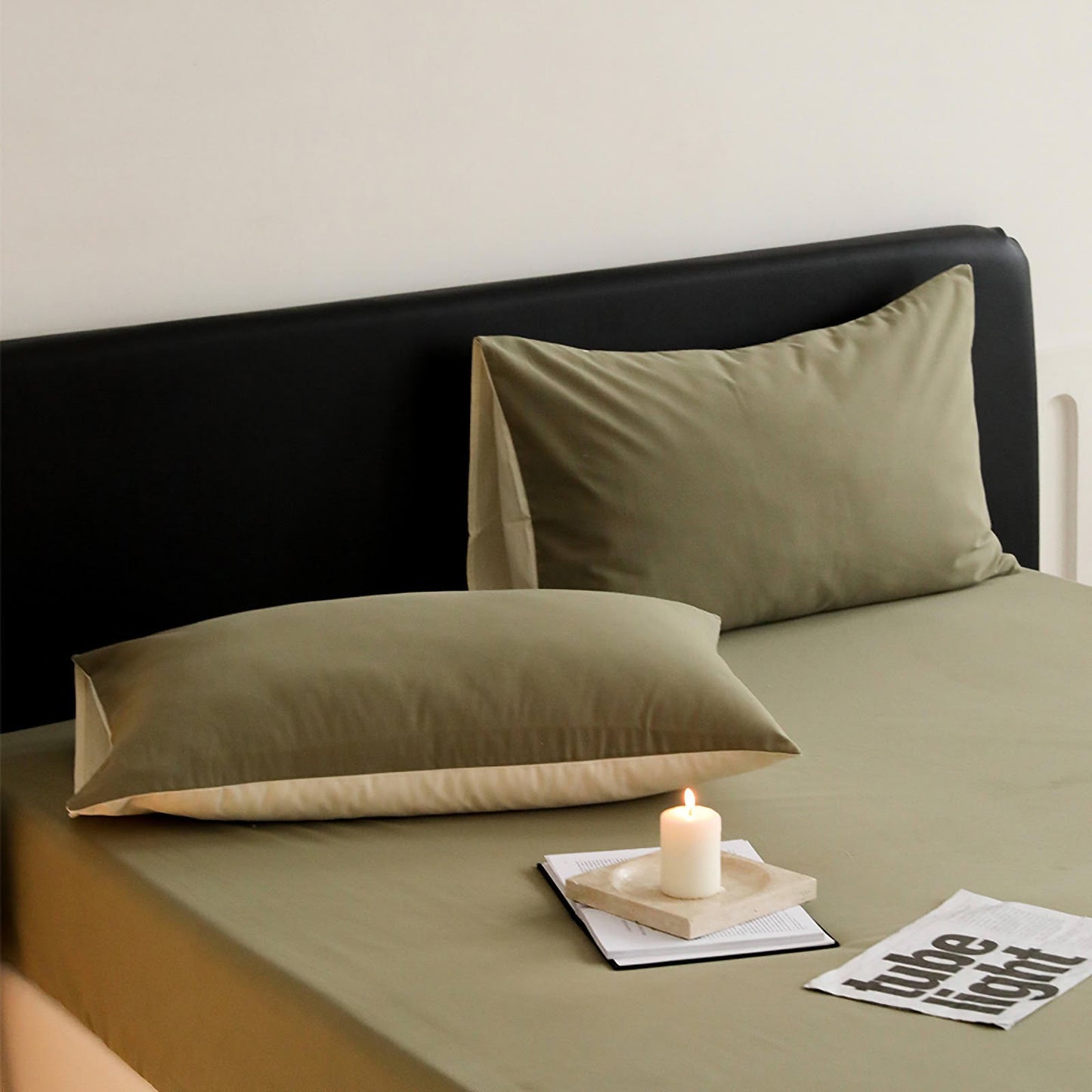 Cozy Minimalist Two-Tone Cotton Pillowcase