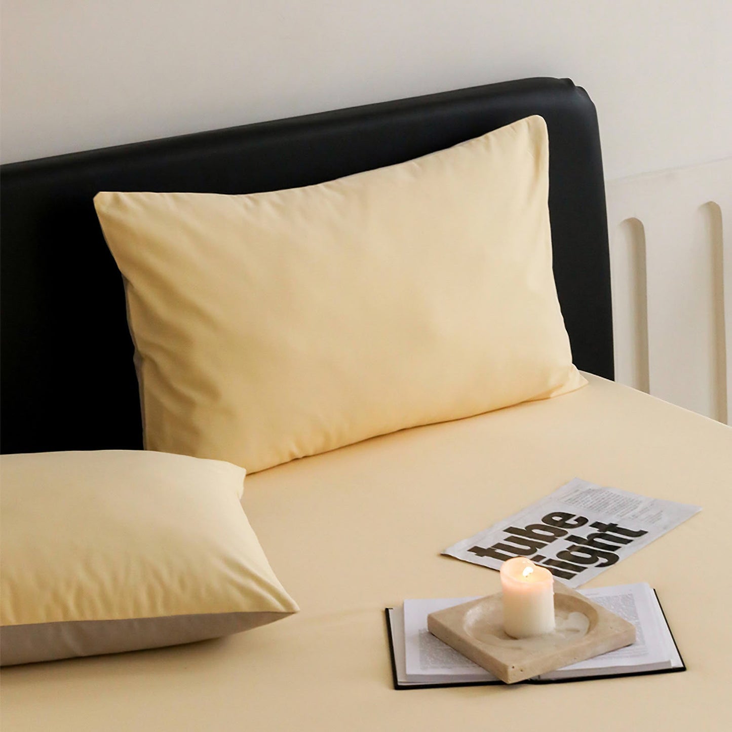 Cozy Minimalist Two-Tone Cotton Pillowcase
