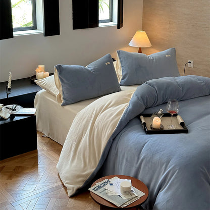 Cozy Minimalist Two-Tone Fleece Duvet Cover