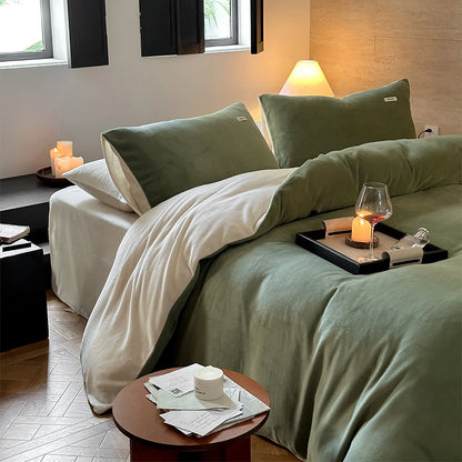 Cozy Minimalist Two-Tone Fleece Duvet Cover