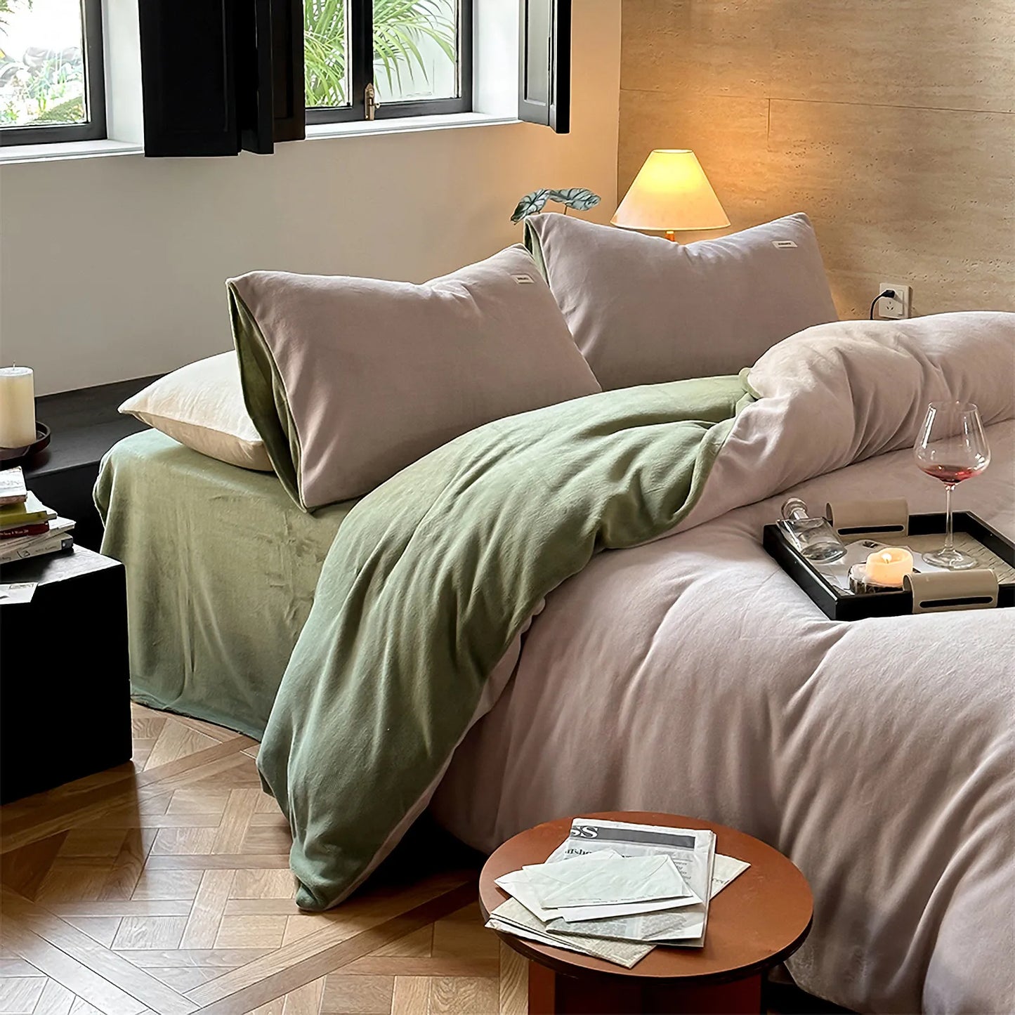 Cozy Minimalist Two-Tone Fleece Duvet Cover