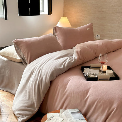 Cozy Minimalist Two-Tone Fleece Duvet Cover