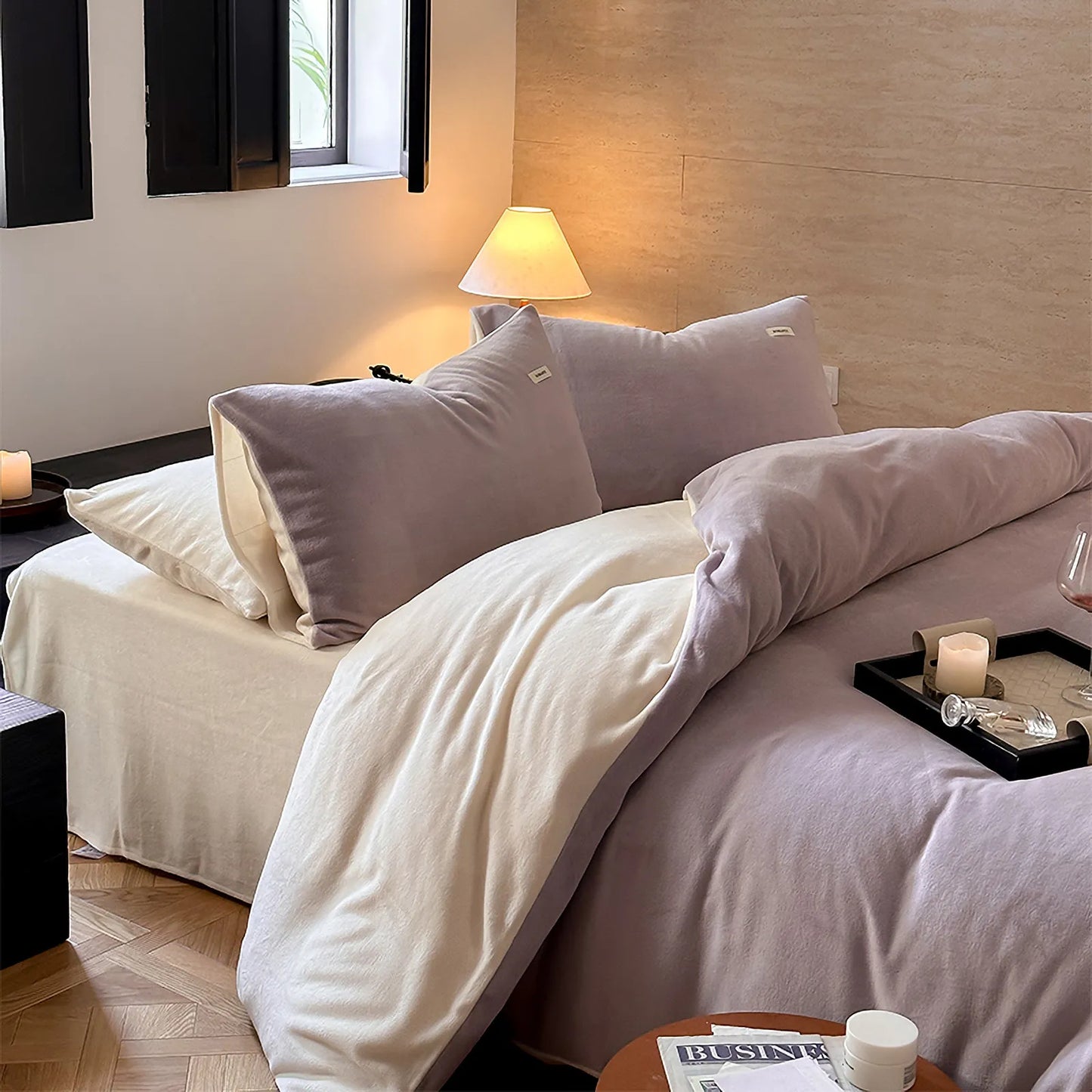 Cozy Minimalist Two-Tone Fleece Duvet Cover