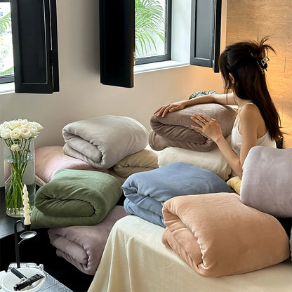 Cozy Minimalist Two-Tone Fleece Duvet Cover