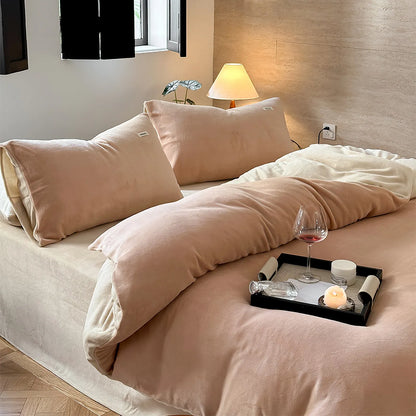 Cozy Minimalist Two-Tone Fleece Duvet Cover