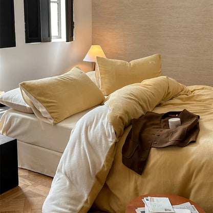 Cozy Minimalist Two-Tone Fleece Duvet Cover