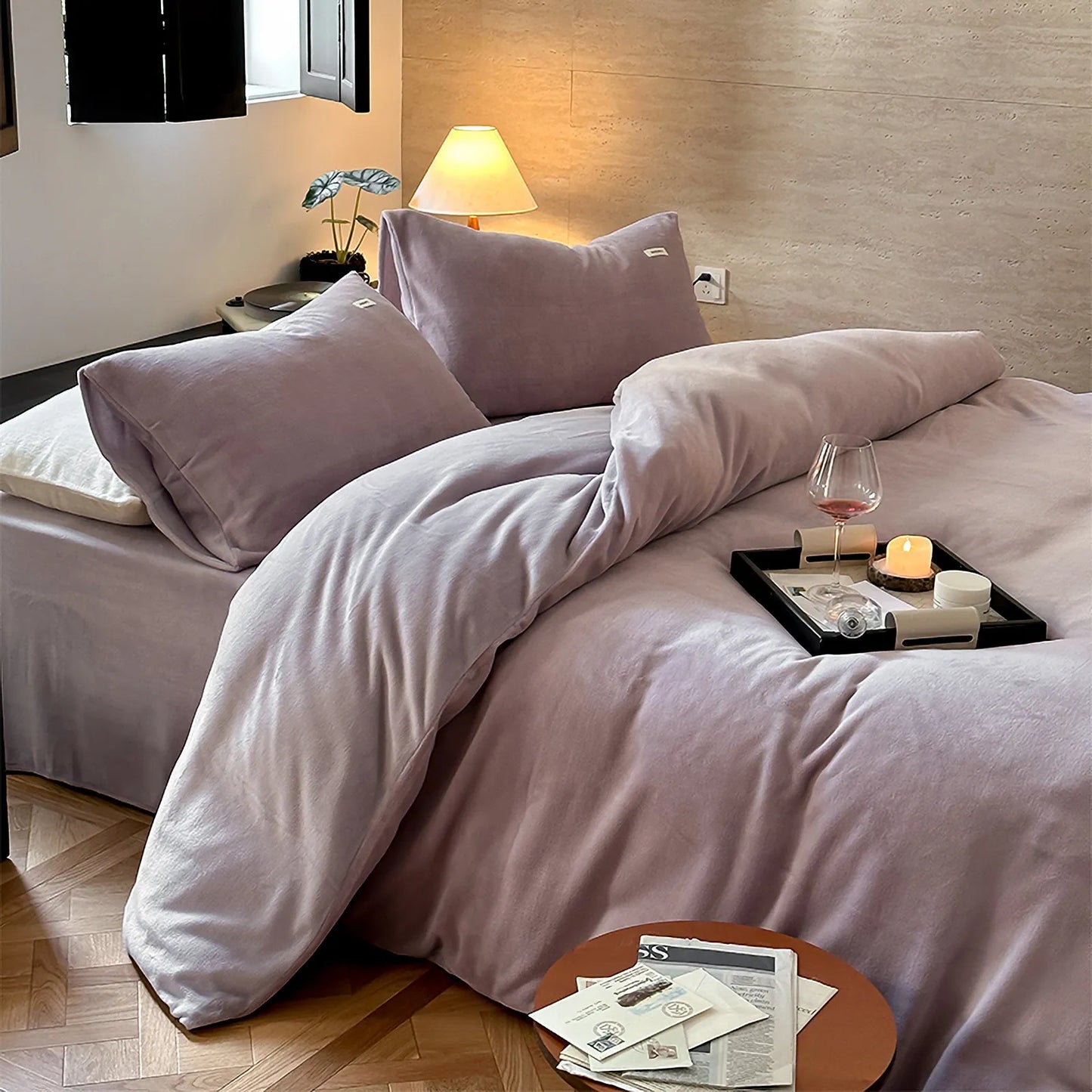 Cozy Minimalist Two-Tone Fleece Duvet Cover