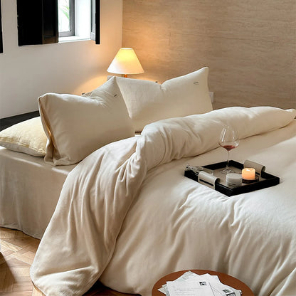 Cozy Minimalist Two-Tone Fleece Duvet Cover