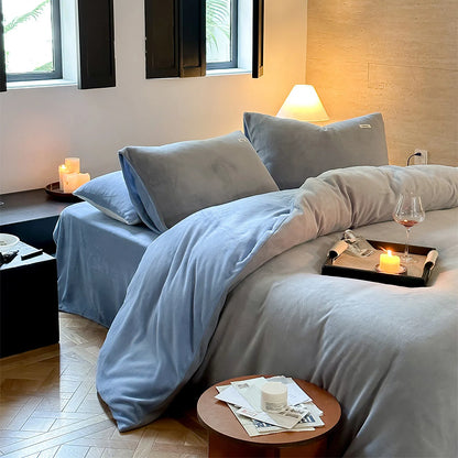 Cozy Minimalist Two-Tone Fleece Duvet Cover