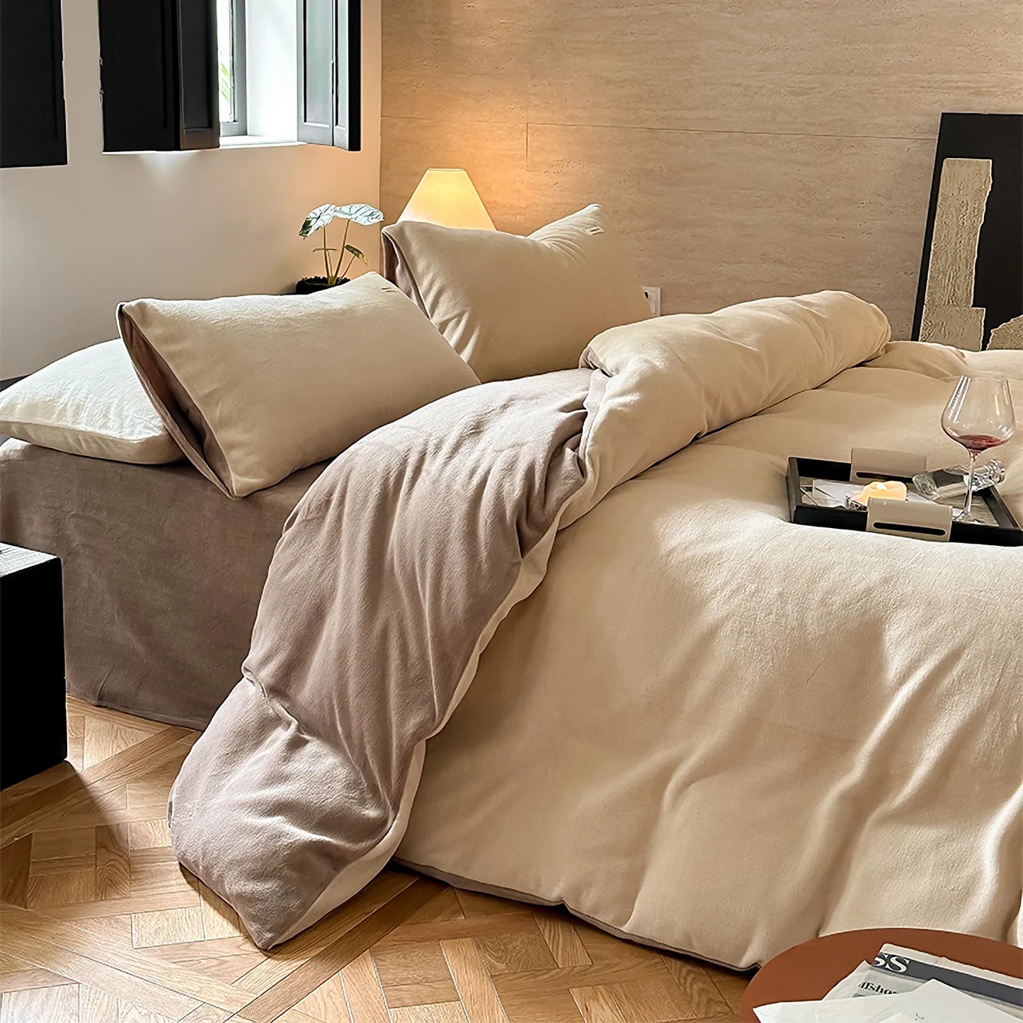 Cozy Minimalist Two-Tone Fleece Duvet Cover